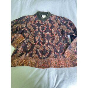 Vintage April Cornell Jacket Womens Large Wool Bohemian Embroidered Folk Art